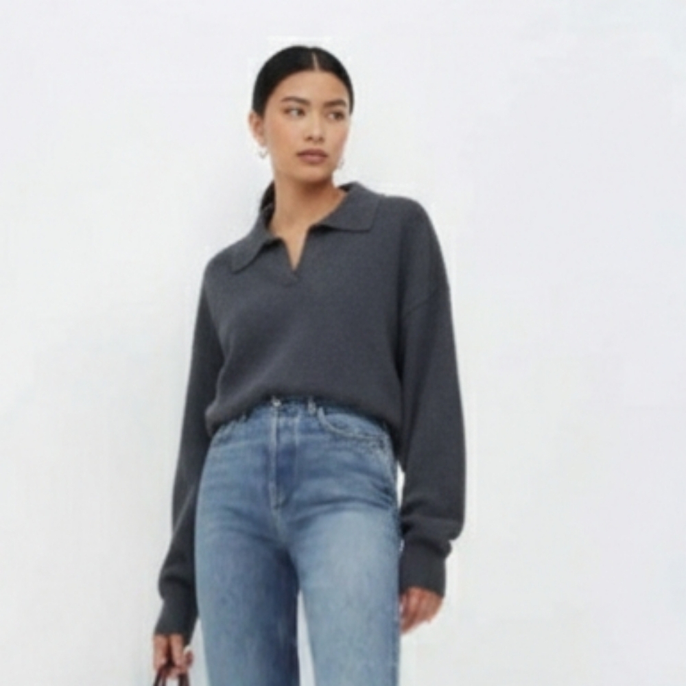 Cashmere Blend Collared Preppy Top